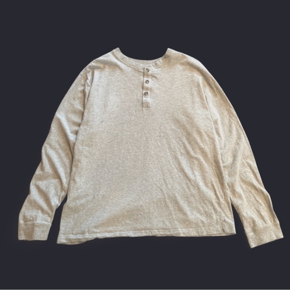 Grey Long-sleeve Henley Tee